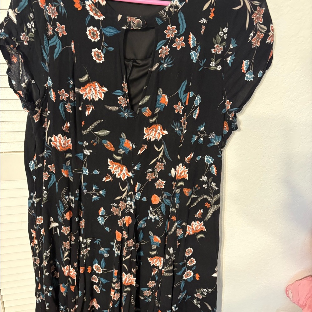 Torrid Black Dress with Floral Accents. EUC.